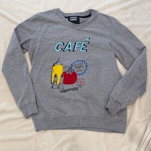 Markus Lupfer Gray Sweater with Café Graphic
